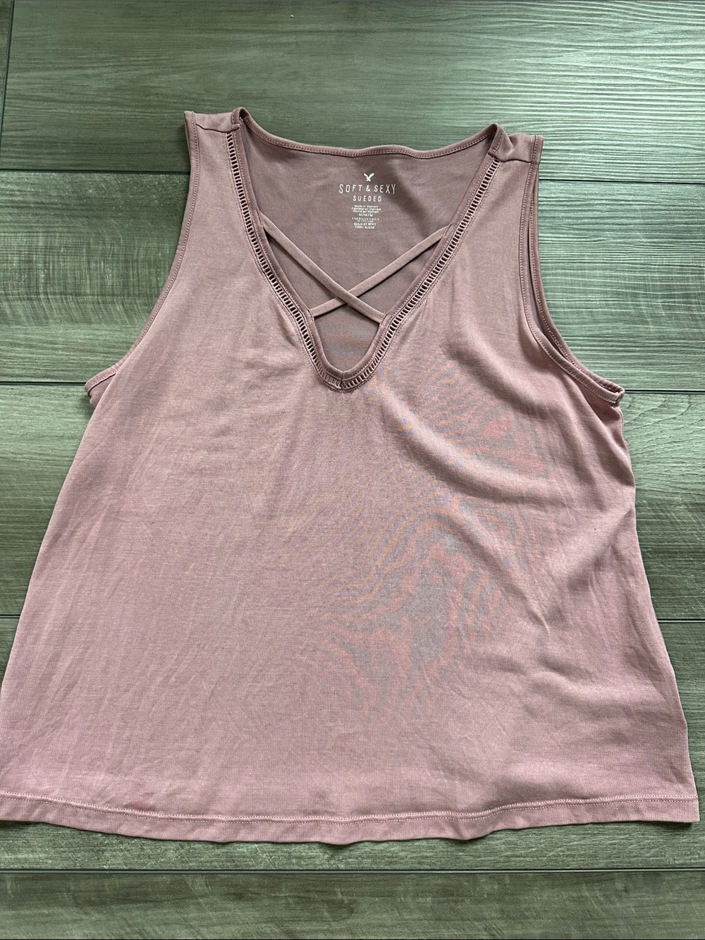 American Eagle Outfitters Mauve Crisscross V-Neck Tank
